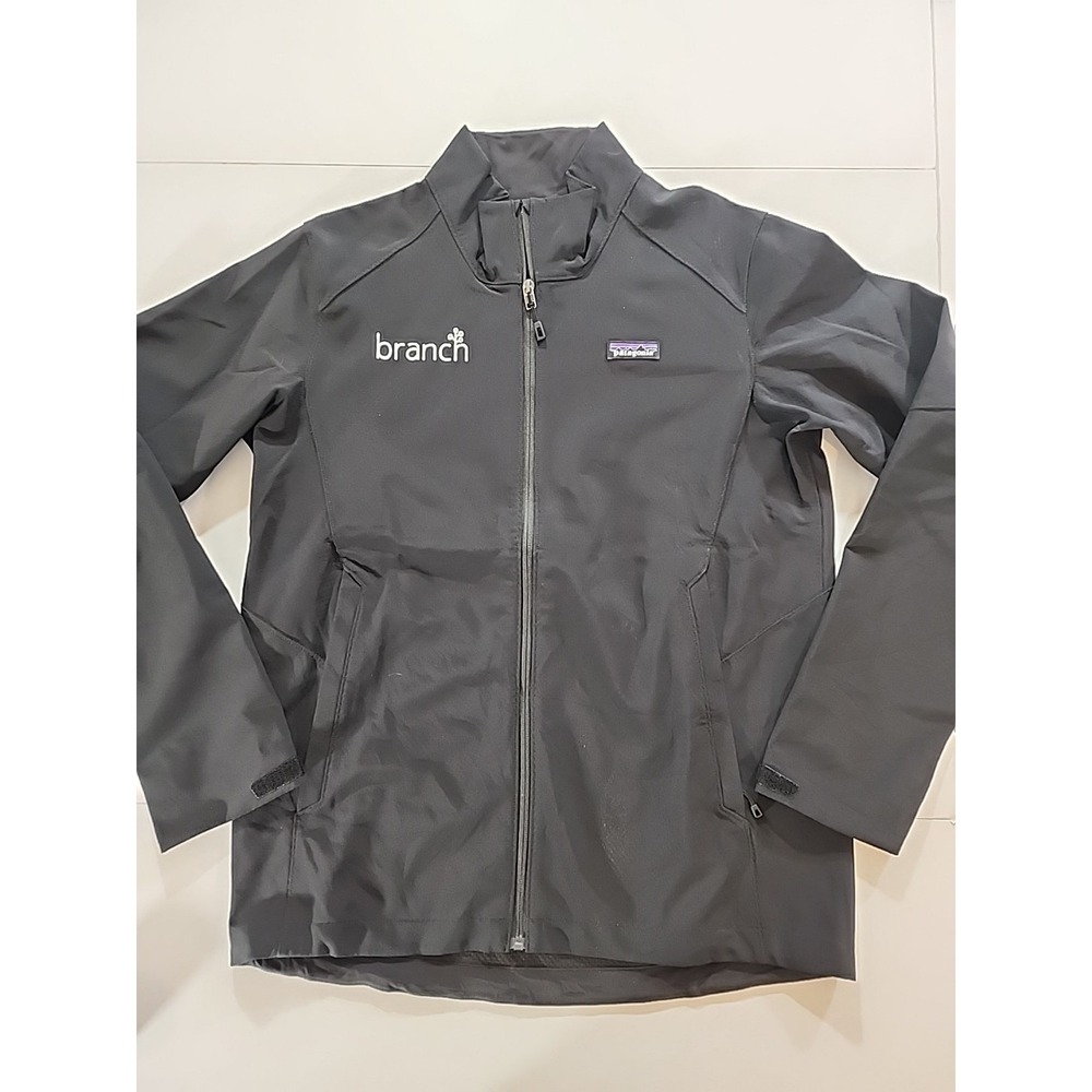 Patagonia Jacket Black Softshell Full Zip Long Sleeve Logo Pockets Mens Medium